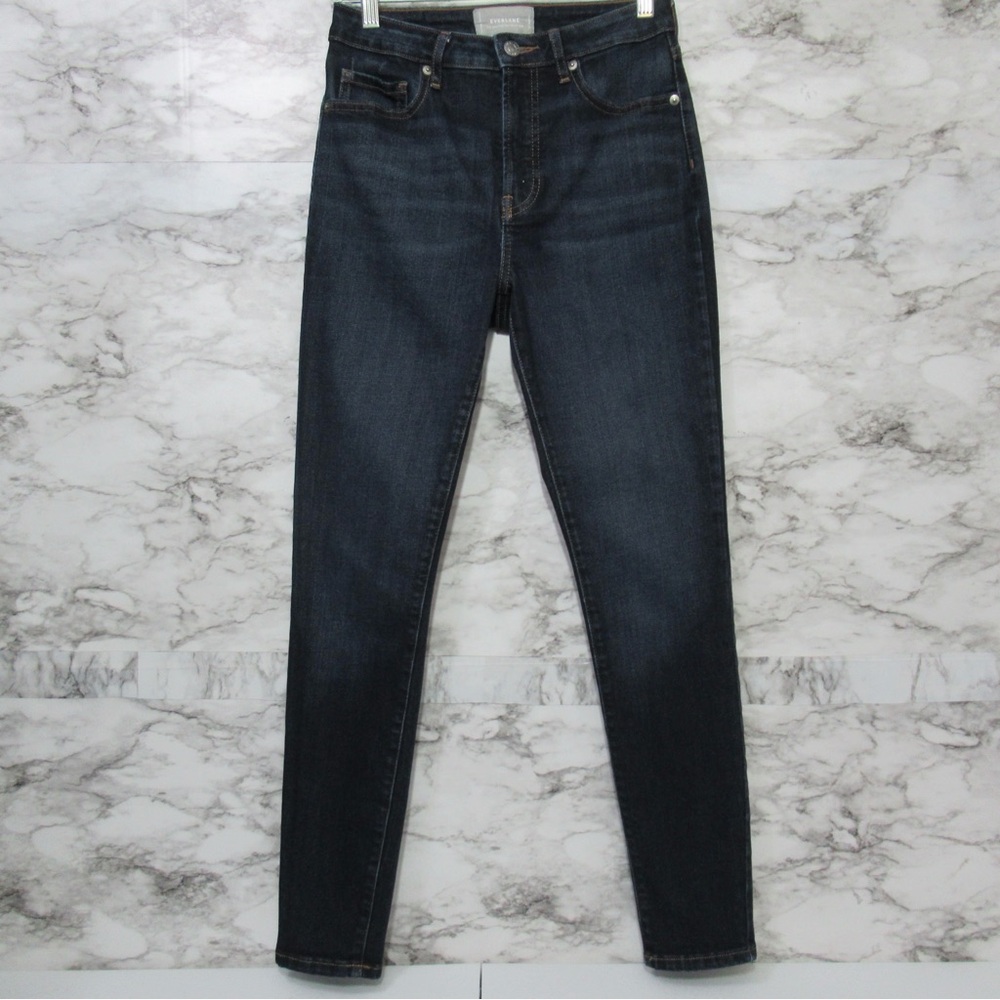 Everlane The Curvy High Rise Skinny Denim Jeans Size 27 Regular Dark Wash
